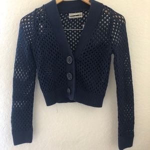 NWOT Navy Button Cropped Cardigan